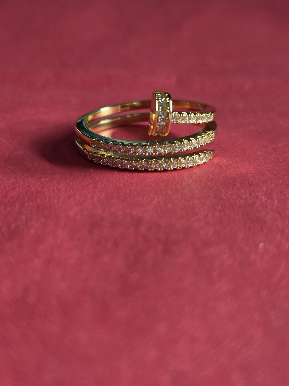 Source Unknown Gold Crystal Spiral Wrap Ring - Gold